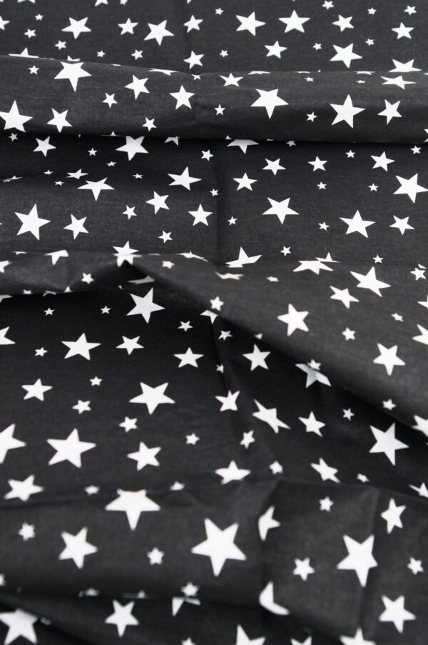 Tissu coton imprimé au mètre - étoiles noir et blanc - Atelier Inika
