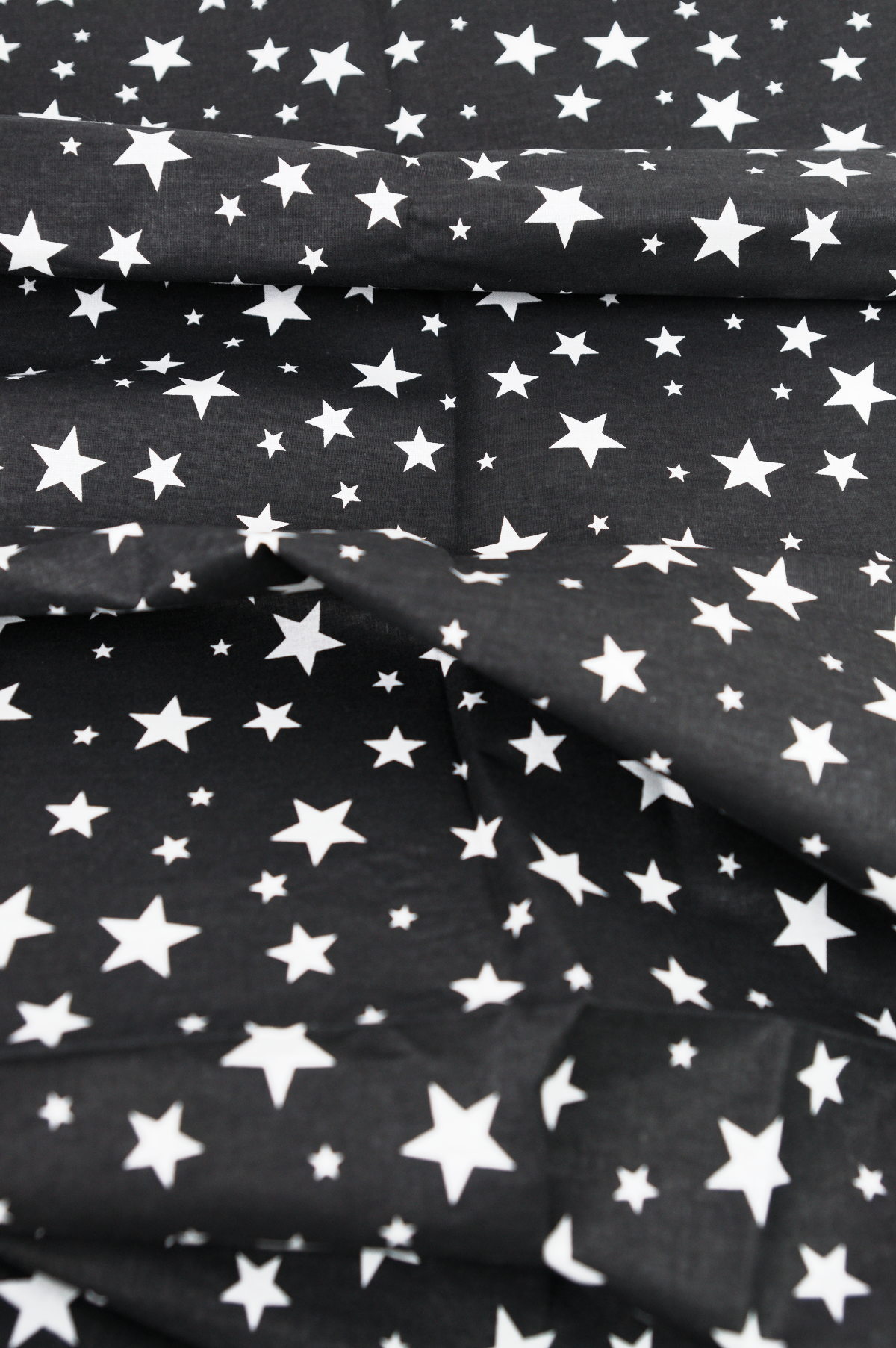 Tissu coton imprimé au mètre - étoiles noir et blanc - Atelier Inika