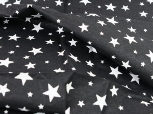 Tissu coton imprimé au mètre - étoiles noir et blanc - Atelier Inika