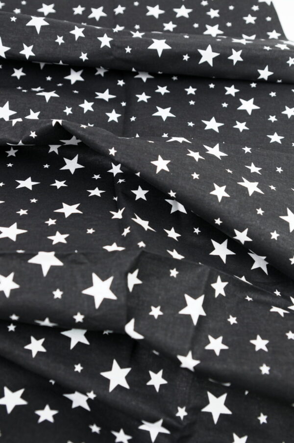 Tissu coton imprimé au mètre - étoiles noir et blanc - Atelier Inika