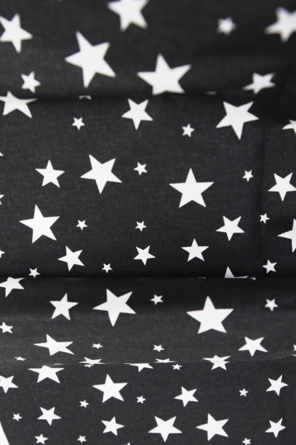 Tissu coton imprimé au mètre - étoiles noir et blanc - Atelier Inika