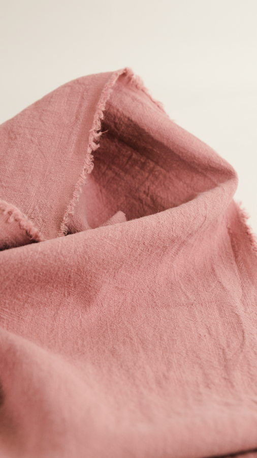 Tissu lin lavé au mètre - vieux rose - Atelier Inika | Mercerie en ligne