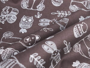 Tissu coton imprimé pour enfant - Motif Ours / Forêt - Atelier Inika