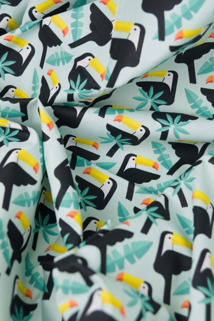 Tissu coton imprimé pour enfant - Toucan | Savane | Atelier Inika
