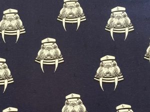 Tissu jersey bio "Captain Walrus" bleu marine