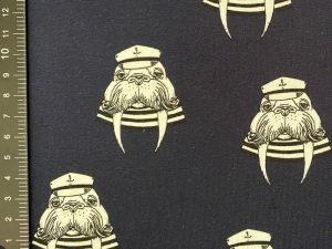 Tissu jersey bio "Captain Walrus" bleu marine – Image 2