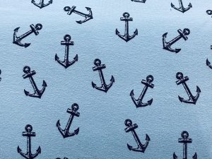 Tissu enfant jersey ancres marine bleu au mètre | Tissu en ligne pas cher | Atelier Inika mercerie en ligne