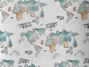 Tissu coton imprimé "Tour du monde" – Image 1