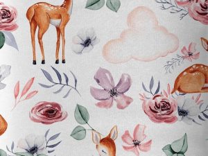 [Coupon 120 cm] Tissu coton imprimé "Fan de Faons" – Image 1