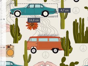 Tissu coton imprimé "Peace and cactus" – Image 2
