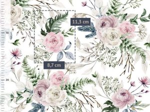 [Coupon 130 cm] Tissu coton imprimé "Bouquet de romance" – Image 2