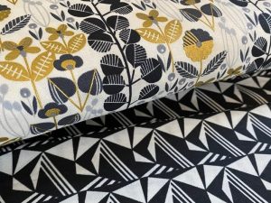 Tissu popeline de coton "Graphique" noir et blanc – Image 2