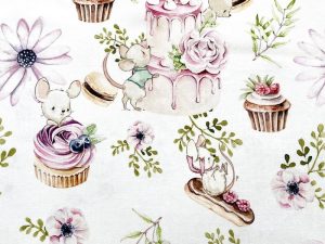 [Coupon 100 cm] Tissu coton imprimé "Délice de souris" – Image 1