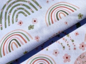 [Coupon 80 cm] Tissu coton imprimé "Arc-en-ciel de printemps"