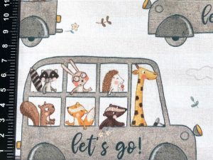 [Coupon 110cm] Tissu coton imprimé "A+ dans le bus" – Image 2