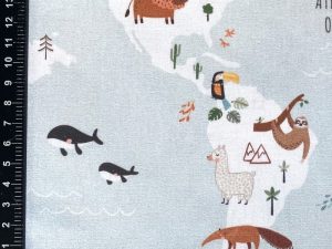 Tissu coton imprimé "Le monde" – Image 2