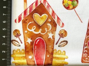 [Coupon 120 cm] Tissu coton imprimé "Maison en pain d'épices" – Image 2