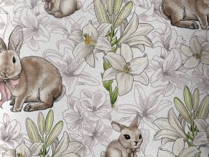 [Coupon 50 cm] Tissu coton imprimé "Oh mon lapin" – Image 1