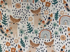 [Coupon 80cm] Tissu coton imprimé "Animaux en liberty"
