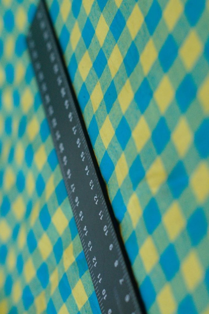 Tissu Khadi coton à carreaux - turquoise et jaune | Atelier Inika | tissus modernes au mètre