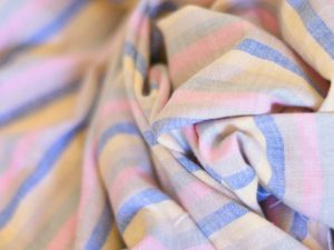 Tissu Khadi Coton Rayé Multicolore, rose, bleu, jaune, pale | Atelier Inika | Tissus modernes et éthiques