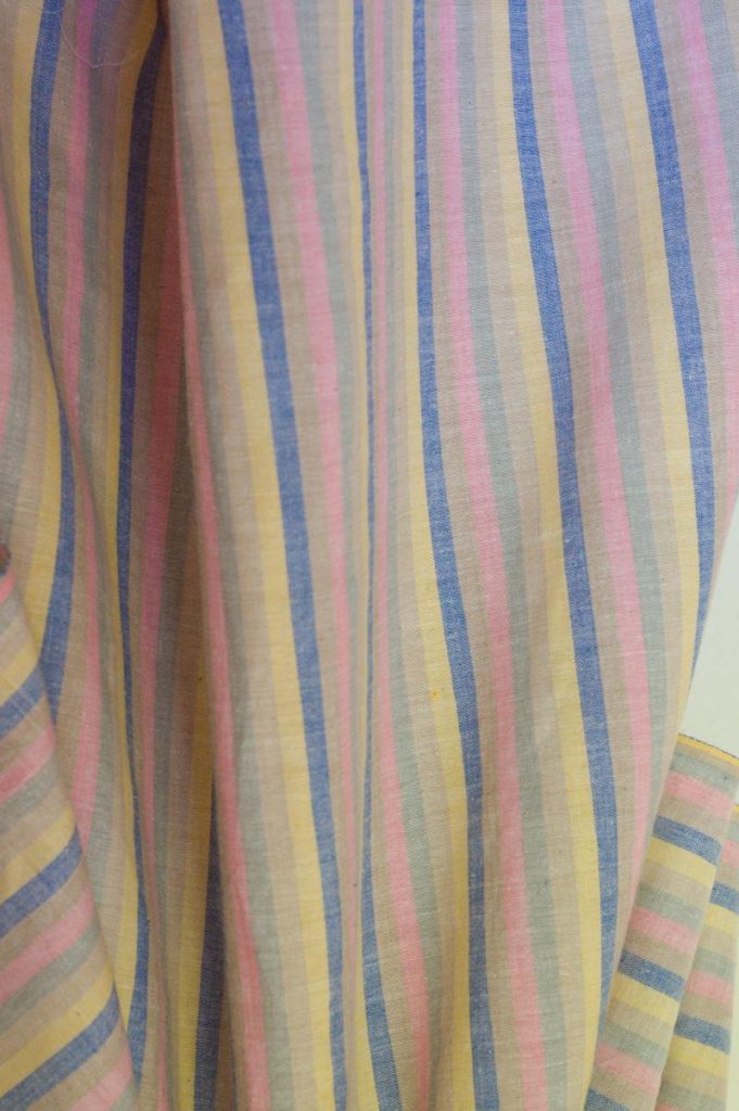 Tissu Khadi Coton Rayé Multicolore, rose, bleu, jaune, pale | Atelier Inika | Tissus modernes et éthiques