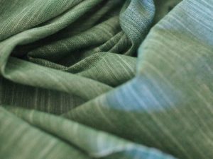 Tissu coton tissé main - blanc et vert