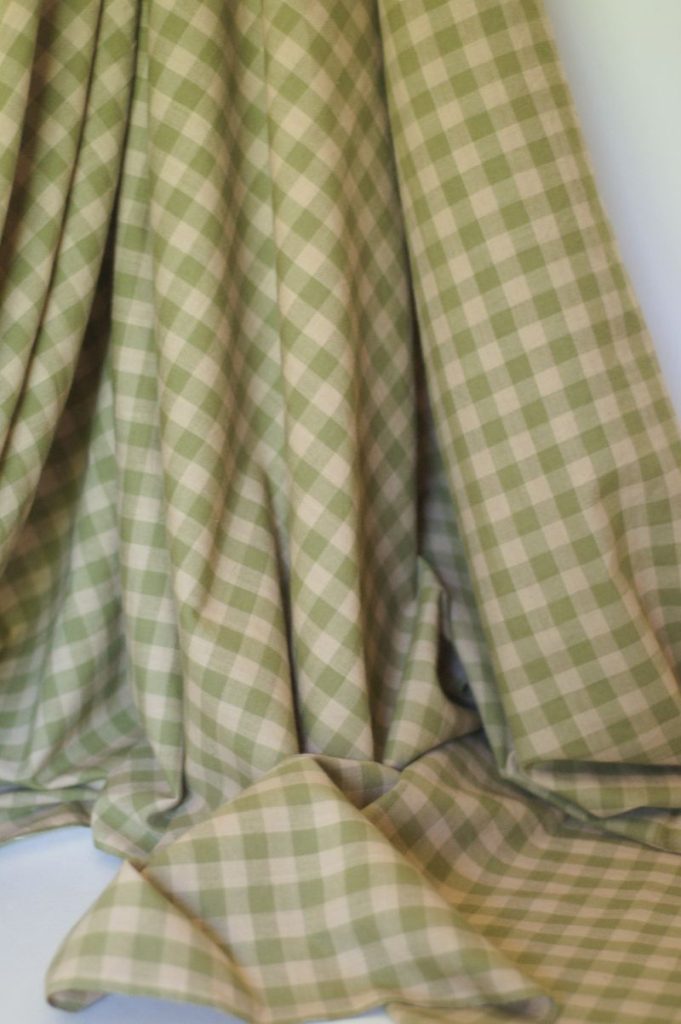 Tissu coton à carreaux - olive et crème - Tissé main, khadi, coton indien - Atelier Inika