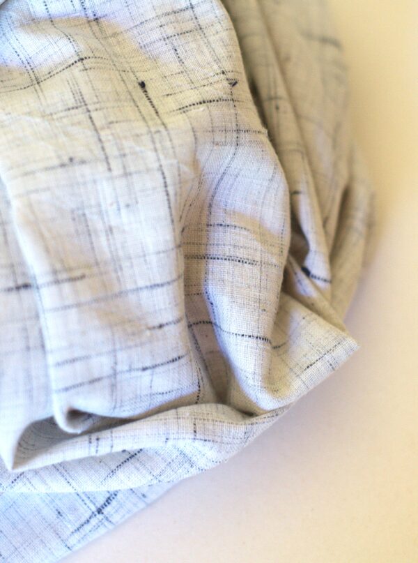 Tissu coton indien tissé main crème / blanc et noir | Tissu coton naturel et bio au mètre Atelier Inika