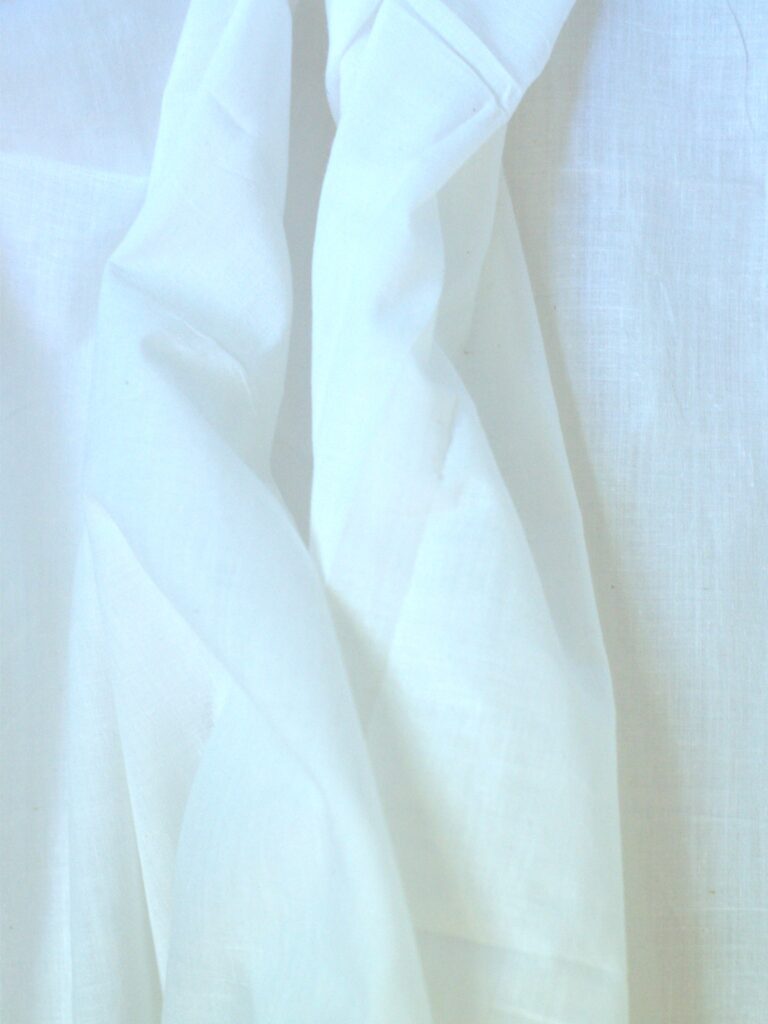 Tissu voile de coton blanc naturel bio tissé main | Khadi mousseline | Tissu coton fin | Atelier Inika