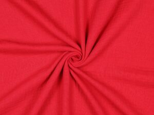Tissu double gaze de coton biologique au mètre rouge Framboise - Atelier Inika