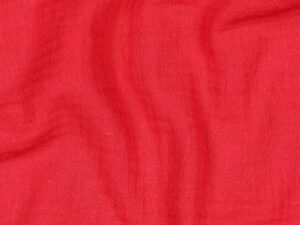 Tissu double gaze de coton biologique au mètre rouge Framboise - Atelier Inika