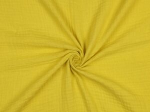 Tissu double gaze de coton jaune banane au mètre - coton bio et OEKO TEX - Atelier Inika