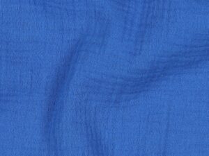 Tissu double gaze de coton biologique au mètre bleu cobalt - Atelier Inika