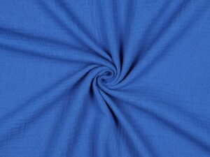 Tissu double gaze de coton biologique au mètre bleu cobalt - Atelier Inika