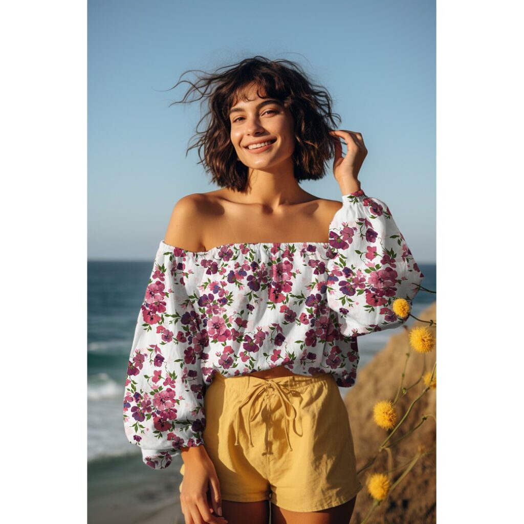 Tissu viscose écologique imprimé fleurs rouge Lenzing Ecovero - Atelier Inika vente de tissus en ligne