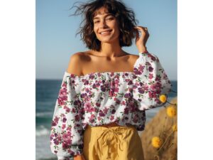 Tissu viscose écologique imprimé fleurs rouge Lenzing Ecovero - Atelier Inika vente de tissus en ligne