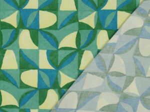 Tissu viscose ecologique Lenzing Ecovero - impression abstrait jaune et vert - Tissu en ligne Atelier Inika