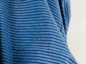 Tissu Khadi coton indien au métre - bleu / blanc - rayures - tissé main - Atelier Inika